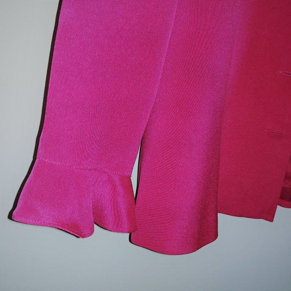 MAGGY LONDON 100% FUSCHIA SILK SKIRT SUIT SZ 10 - Picture 3 of 6